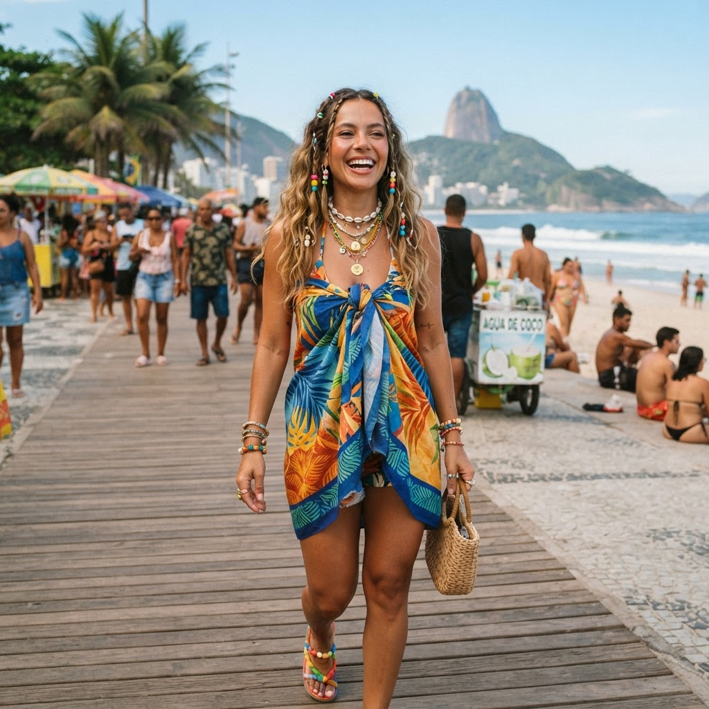 Mulher representando Gêmeos no verão