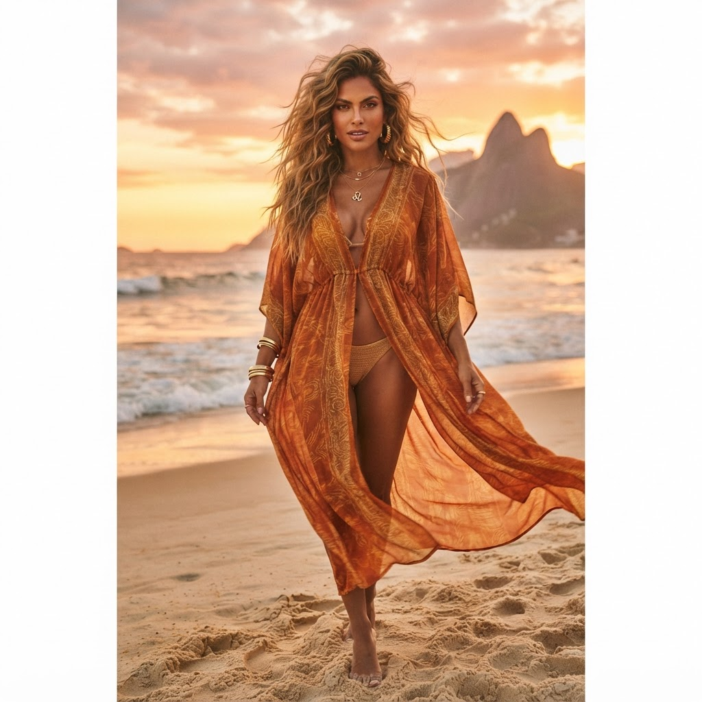 Mulher representando Leão no verão